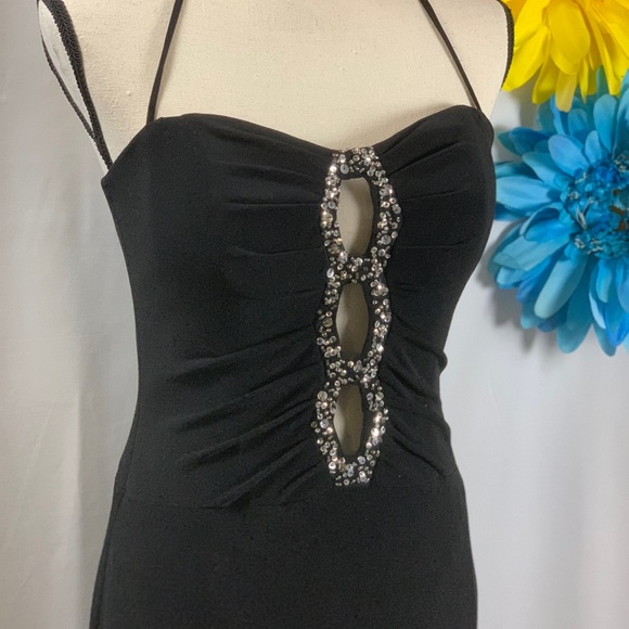 David’s Bridal Black Gown w/ Rhinestone Illusions - Picture 2 of 7